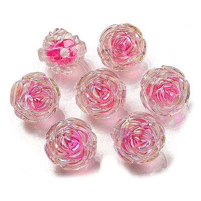 UV Plating Rainbow Iridescent Acrylic Beads OACR-P010-20G-1