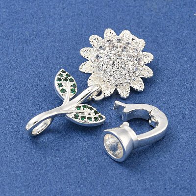 Brass Micro Pave Cubic Zirconia Fold Over Clasps KK-Z072-18S-1