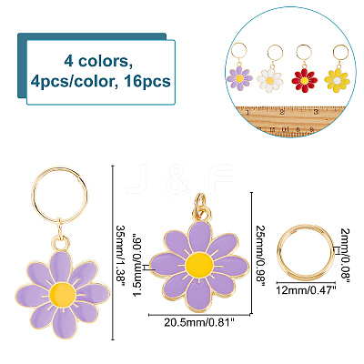 16Pcs 4 Colors Alloy Enamel Keychain KEYC-CA0001-15-1