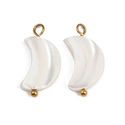 Natural Shell Moon Pendants STAS-D378-37G-1