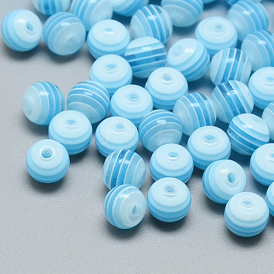Transparent Stripe Resin Beads X-RESI-S345-8mm-04-1