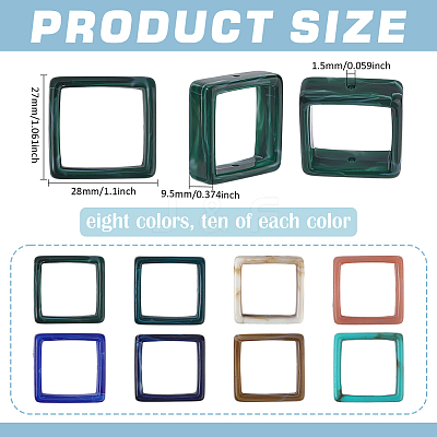 80Pcs 8 Colors Acrylic Bead Frame OACR-ME0001-17-1