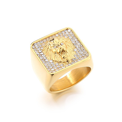304 Stainless Steel Cubic Zirconia Finger Rings for Men FS-WG9BEFD-11-1