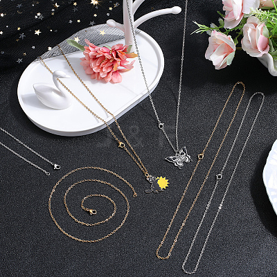 20Pcs 2 Colors 304 Stainless Steel Cable Chain Necklaces Set STAS-SC0006-21-1