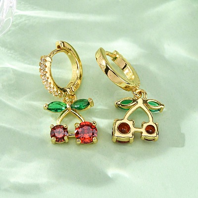 Brass Micro Pave Cubic Zirconia Hoop Earrings EJEW-D322-11G-03-1