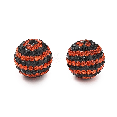 Halloween Theme Stripe Pattern Polymer Clay Rhinestone Beads CLAY-NH0001-01B-1