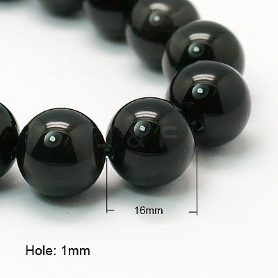 Natural Obsidian Beads Strands X-G-G099-16mm-24-1