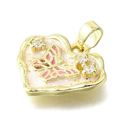 Brass Micro Pave Cubic Zirconia Enamel Pendants KK-V007-41G-01-1
