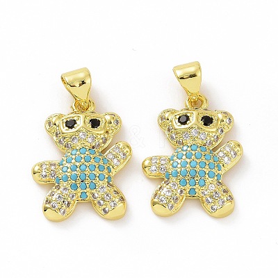 Brass Micro Pave Clear Cubic Zirconia Pendants ZIRC-F135-28G-02-1