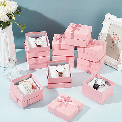 Square Cardboard Watch Package Boxes CON-WH0086-105A-1
