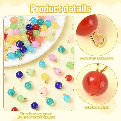 20Pcs Glass Round Pendants PALLOY-YW00064-1