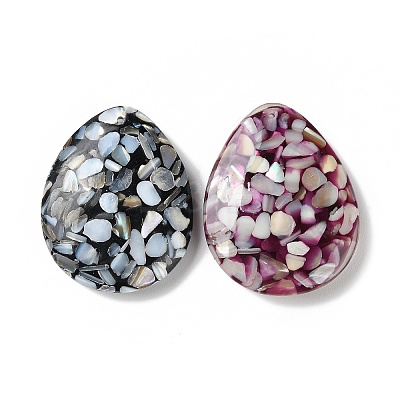 Natural Freshwater Shell Dyed Chip Resin Big Pendants BSHE-Z003-19-1