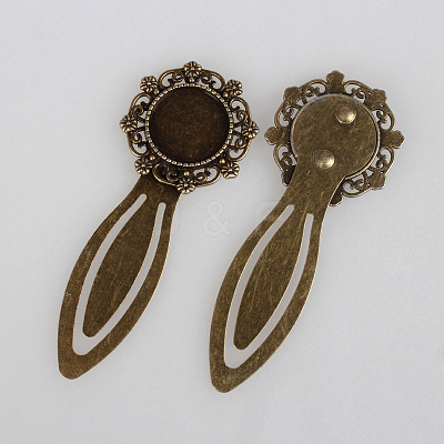 Antique Bronze Iron Bookmark Cabochon Settings X-PALLOY-N0084-03AB-NF-1