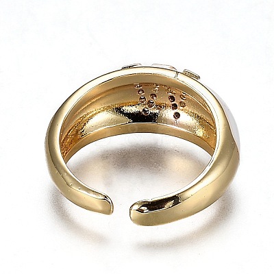 Brass Micro Pave Clear Cubic Zirconia Cuff Rings RJEW-H538-03G-W-1