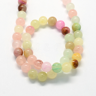 Natural Dyed Green Jade Gemstone Bead Strands G-R273-8mm-01-1