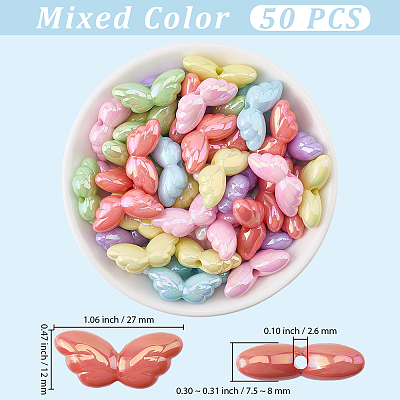 50Pcs UV Plating Opaque Acrylic Beads OACR-PA0001-88-1