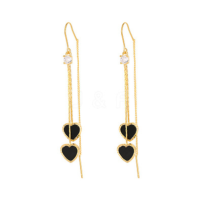 Brass & Acrylic Heart Dangle Ear Thread for Women WGB9E13-01-1