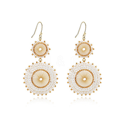 Glass Seed Braided Dangle Earrings for Women FIND-PW0024-17D-1