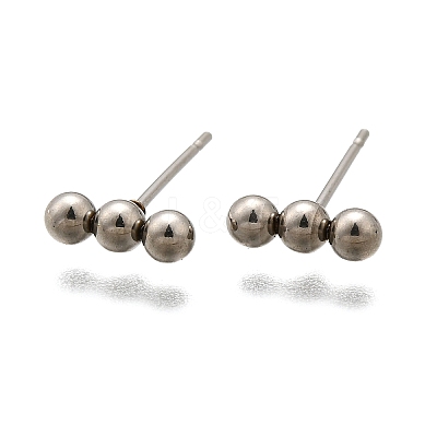 Tarnish Resistant 201 Stainless Steel Beaded Horizontal Bar Stud Earrings with 316 Stainless Steel Pin for Women X-STAS-K238-01P-1
