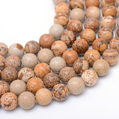 Round Natural Picture Jasper Bead Strands G-R345-4mm-19-1