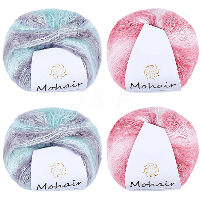 4 Skeins 2 Colors Segment Dyed Mohair Yarn OCOR-CY0002-51A-1
