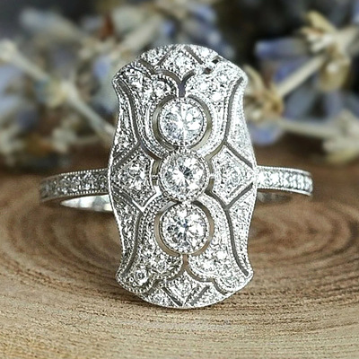 Retro Brass & Cubic Zirconia Finger Rings FS-WGF6FC6-03-1