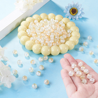 100Pcs Crackle Transparent Glass UV Reactive Beads GLAA-TA0004-28C-1