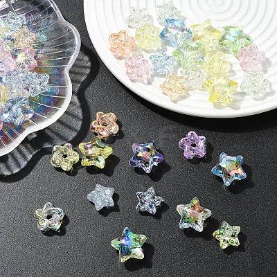 60Pcs 3 Styles UV Plating Transparent Acrylic Beads MACR-YW0004-71-1