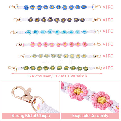 6Pcs 6 Colors Cotton Cord Knitted Daisy Cup Belt AJEW-TA0002-37-1