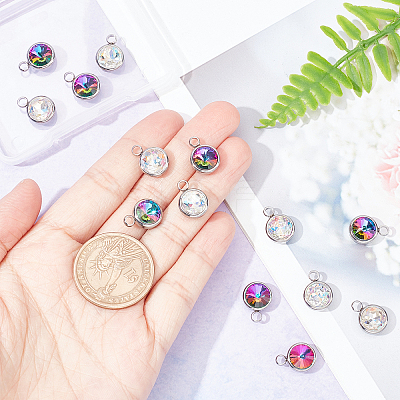 16Pcs 2 Color Glass Charms GLAA-DC0001-02-1