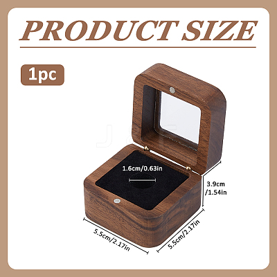 Black Walnut Wood Badge Packing Magnetic Boxes with Acrylic Visible Window Lid CON-WH0095-239B-01-1