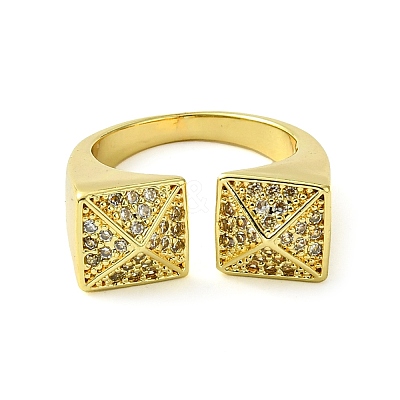 Brass Micro Pave Cubic Zirconia Open Cuff Rings RJEW-K256-12G-1