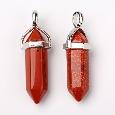 Natural Red Jasper Double Terminated Pointed Pendants X-G-F295-04D-1