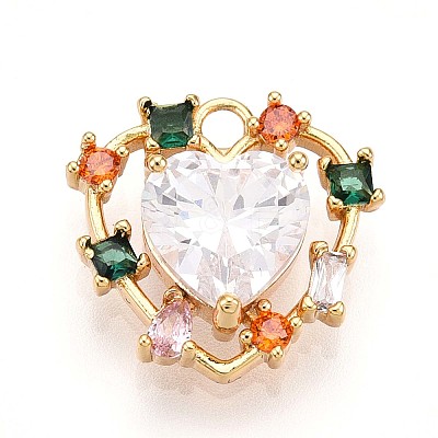 Brass Micro Pave Cubic Zirconia Charms KK-N261-12G-1