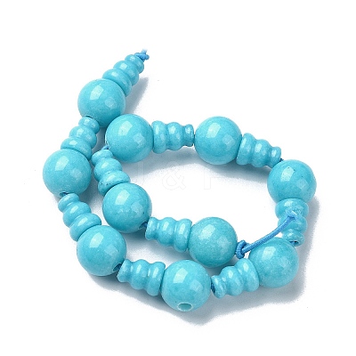 Natural White Jade 3-Hole Guru Bead Strands G-K149-45-1