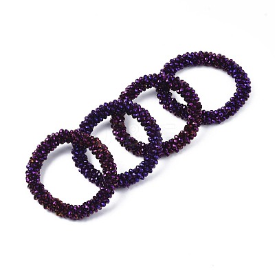 Faceted Electroplate Glass Beads Stretch Bracelets BJEW-S144-002G-06-1