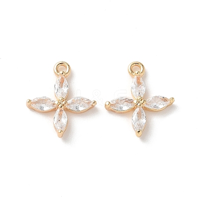 Real 18K Gold Plated Brass Cubic Zirconia Charms X-KK-R037-157G-1