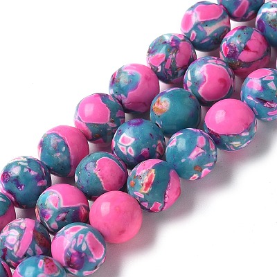 Dyed Synthetic Imperial Jasper Beads Strands G-C168-02A-1