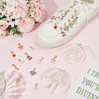 10 Styles Alloy Enamel/Rhinestone/Resin Imitation Pearl Shoe Charms AJEW-OC0015-30-1
