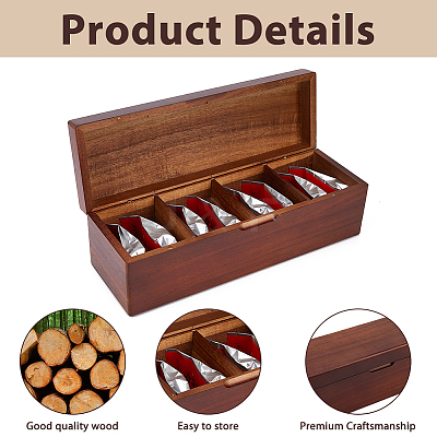 4 Grids Wooden drawer-Style Storage Boxes for Tea Bag CON-WH0088-48A-1