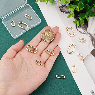 Real 18K Gold Plated 12Pcs 3 Styles Brass Spring Gate Rings KK-PH0005-54-1