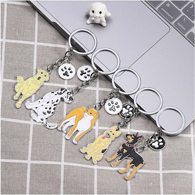 WEWAYSMILE Dog Keychain Car Keychain Pet Pendant Key-Ring Lovely Dog Key-ring Portable Metal Keychain Gift for Pet Lover Birthday Puppy Theme Party Supplies (Terrier) JX803A-1