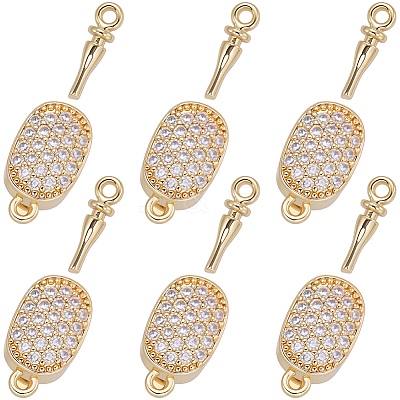 6Pcs Brass Micro Pave Clear Cubic Zirconia Box Clasps KK-BBC0019-66-1