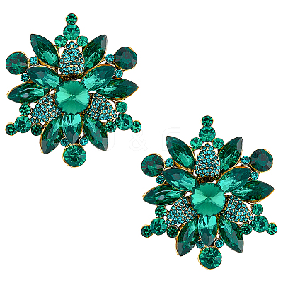 2Pcs Rhinestone Flower Brooch Pin JEWB-HY0001-10A-1