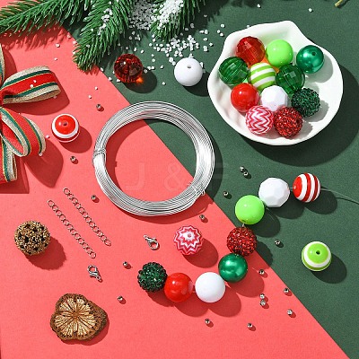 DIY Round Acrylic & Striped Resin Beads Pendants Making Kits DIY-YW0010-21A-1