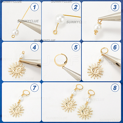DIY Brass Star Moon Sun Leverback Earring Making Kit DIY-SC0025-86-1