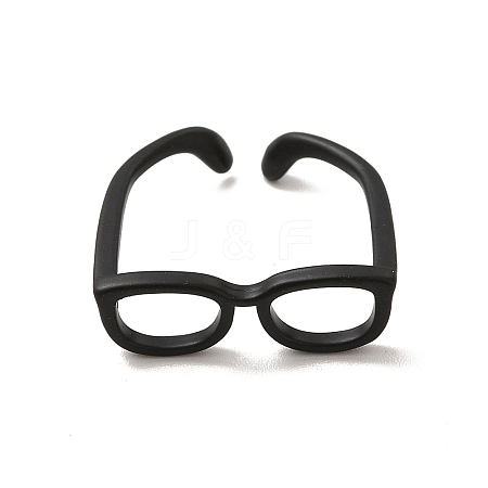 Brass Glasses Frame Open Cuff Ring for Women RJEW-F140-140EB-1