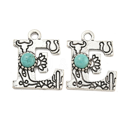 Synthetic Turquoise & Alloy Pendants PALLOY-H146-01AS-E-1