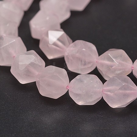 Faceted Natural Rose Quartz Gemstone Bead Strands G-J331-01-8mm-1