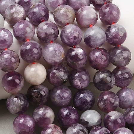 Natural Lepidolite/Purple Mica Stone Beads Strands G-G160-A01-02A-1